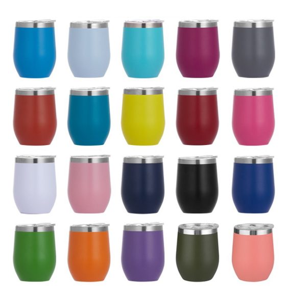 Bulk 12oz Double Wall Stainless Steel Insulated Powder Coated Mugs - Custom Engraved Logo, Push Lid - Image 4