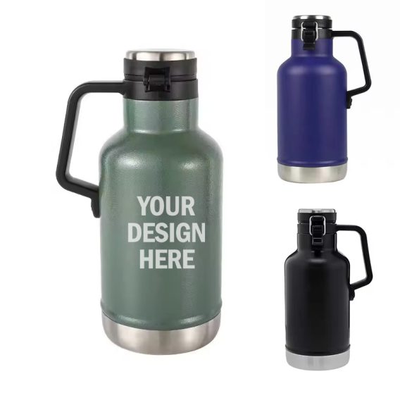 Wholesale 64oz Stainless Steel Thermos Growler - Custom Logo, Handle