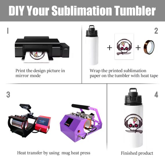 Customizable 600ml Aluminum Water Bottle - RubySub D-20, Sublimation Blank - Image 10
