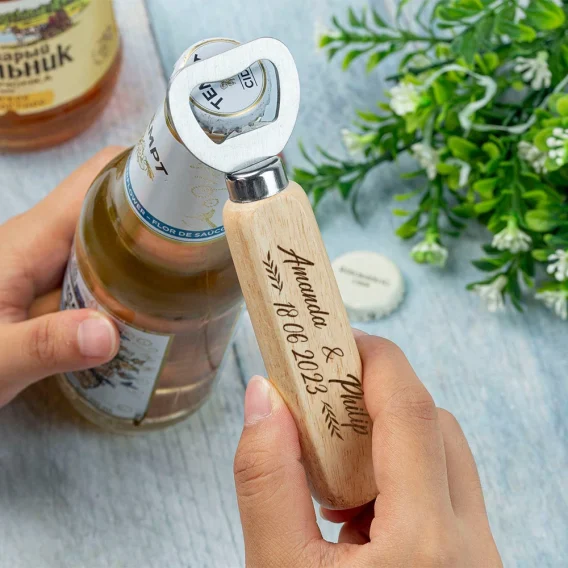 Personalized Wedding Favor Custom Engraved Wood Bottle Openers Wedding Party Souvenir Customized Beer Opener Wedding Gifts - Image 6