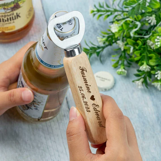 Personalized Wedding Favor Custom Engraved Wood Bottle Openers Wedding Party Souvenir Customized Beer Opener Wedding Gifts - Image 5