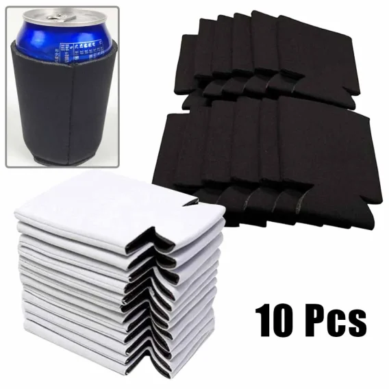 Customizable Beer Can Cooler Sleeves 10 Pack - Neoprene, Collapsible