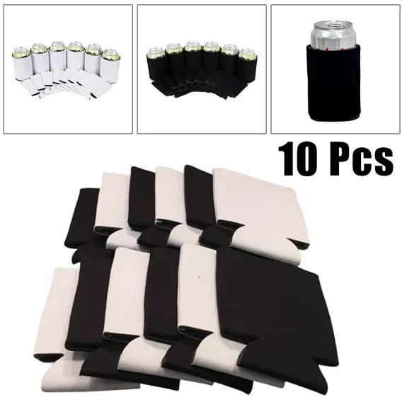 Customizable Beer Can Cooler Sleeves 10 Pack - Neoprene, Collapsible - Image 2