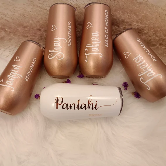 Personalized 6oz Flute Tumblers: Stainless Steel for Champagne, Bachelorette Party, Bridal Favors - Image 3