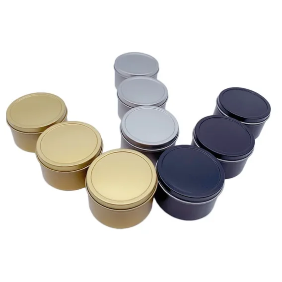 12Pcs Round Candle Jars with Lid: Metal Tin Box, Black/Gold/Silver, Cosmetic Storage - Image 10