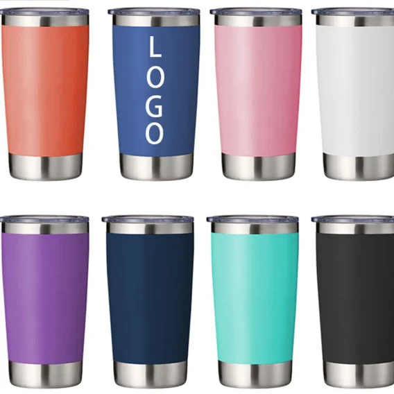 Custom powder coated Double Wall Travel Tumbler Insulated Coffee Mug 20 oz Stainless Steel Vacuum Insulated Tumbler