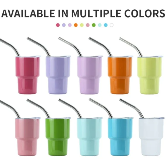 3oz Mini Tumbler Shot Glass: Stainless Steel Double Wall Vacuum Insulated with Straw & Lid - Image 8