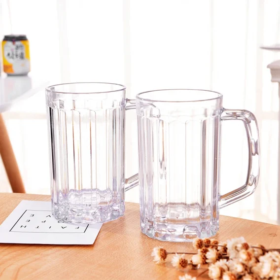 500ML Transparent Beer Mug Plastic Unbreakable Breakfast Milk Coffee Juice Water Cup Barware Drinkware for Home Party Bar KTV