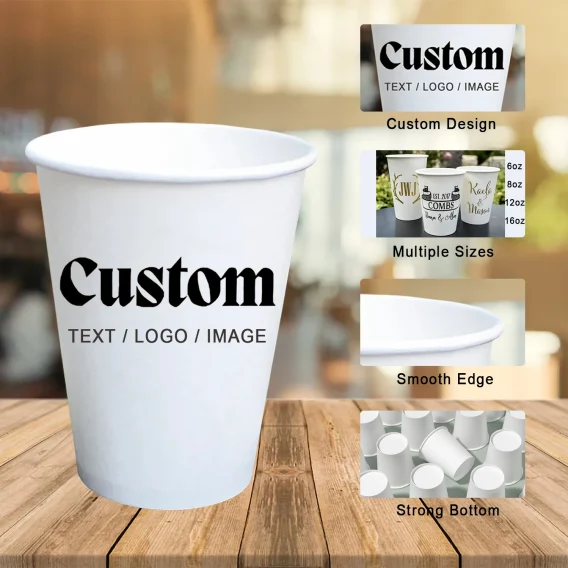 Custom 50 Paper Cups - Personalized Disposable Party Cups with Photo/Logo/Text - Image 2