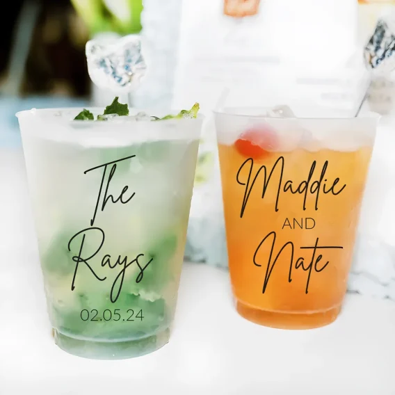 Custom 12oz Frosted Plastic Cups for Wedding: Personalised Drinking Cups