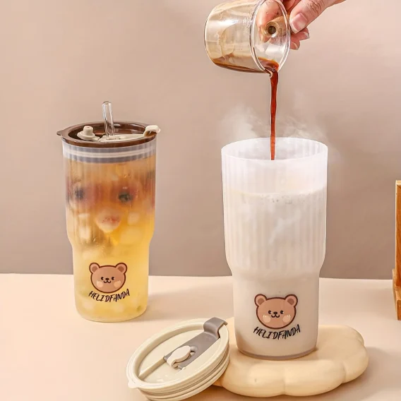 WORTHBUY 650ml Portable Plastic Water Cup: Tumbler with Lid for Travel, Sport, Office Milk & Coffee - Image 3