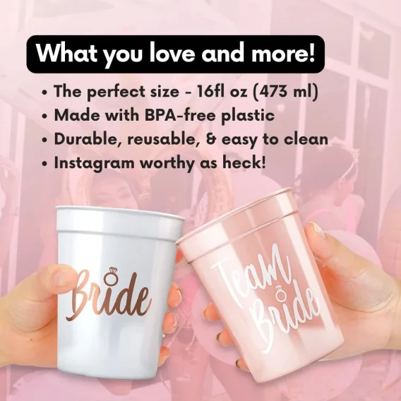 Hen Party Bride Cups  Team Wedding Party Supplies for Bachelorette Decorations - Image 3