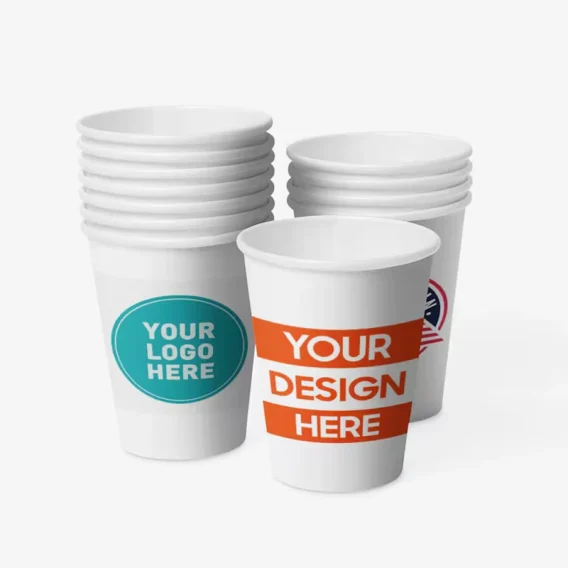 Custom 50 Paper Cups - Personalized Disposable Party Cups with Photo/Logo/Text