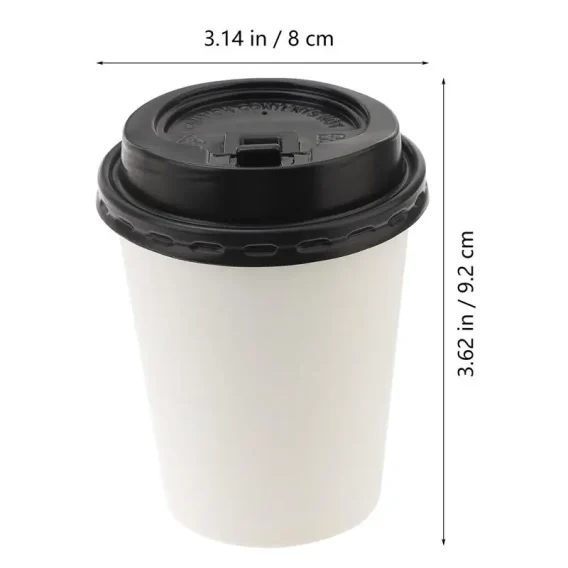 50 Custom Disposable Coffee Cups with Lids - Personalized Takeaway Paper Cups (8/12oz) - Image 4