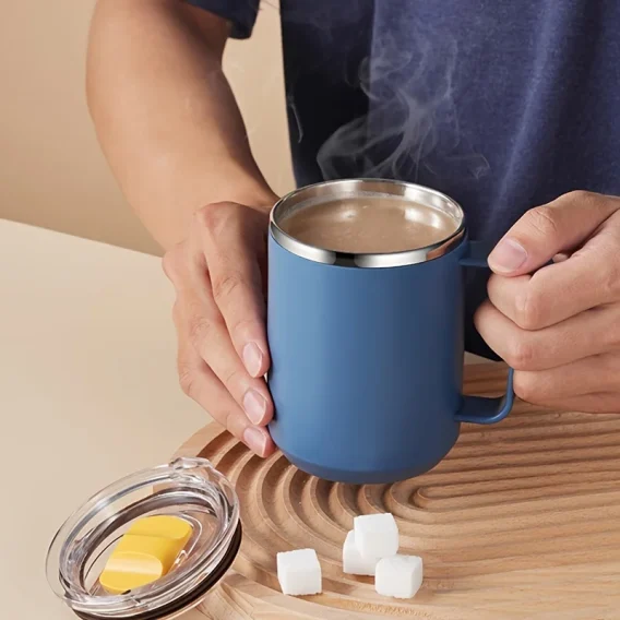 2025 New 450ml Stainless Steel Coffee Mug Vacuum Insulated Travel Cup with Leakproof Lid & Straw for Camping Office Commute - Image 7