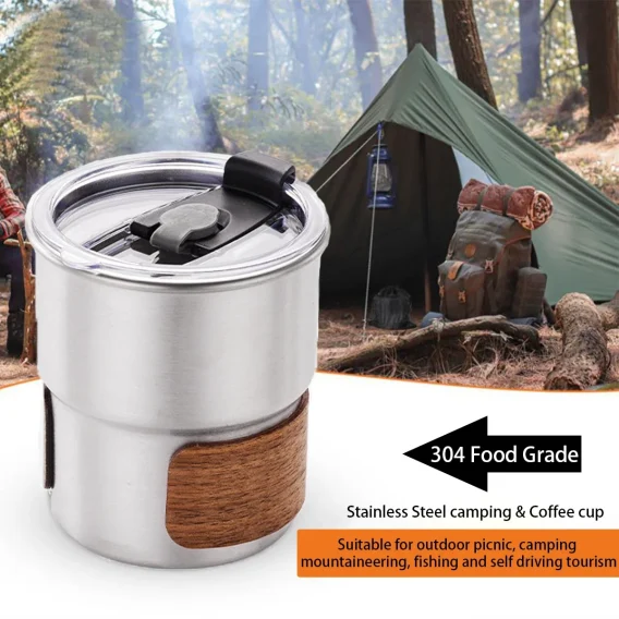 Custom Logo Stainless Steel Coffee & Camping Mug with Lid: Portable Heat Resistant for Outdoor Picnic, Camping, Fishing - Image 5