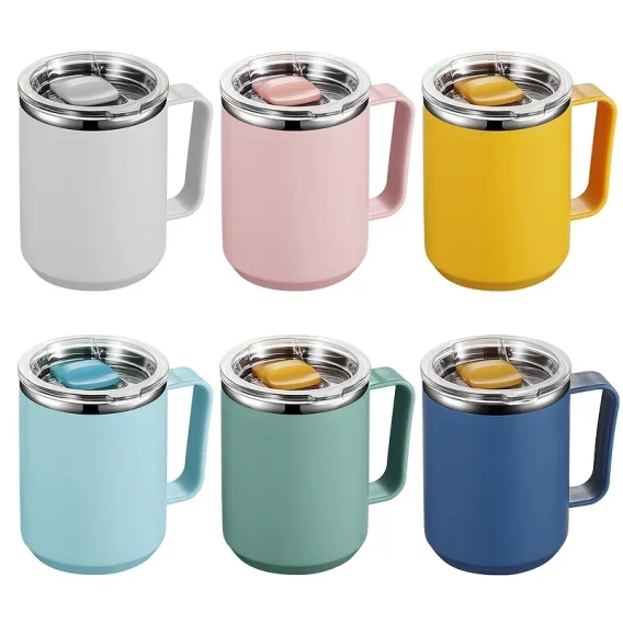 2025 New 450ml Stainless Steel Coffee Mug Vacuum Insulated Travel Cup with Leakproof Lid & Straw for Camping Office Commute - Image 2