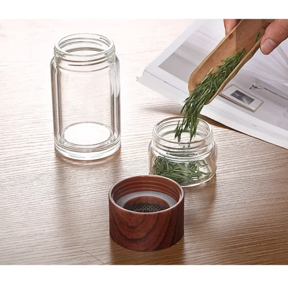 Double Wall Glass Water Bottle with Tea Infuser: Eco-Friendly Travel Tumbler with Case - Image 10