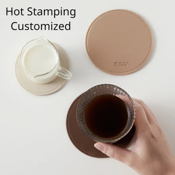 Customized Leather Coasters: Round Cup Pads for Tea, Coffee, Dish Drying - Nordic Home Decor - Image 6
