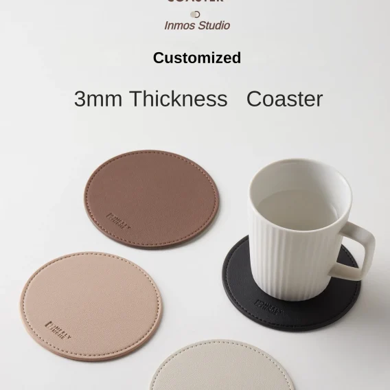 Customized Leather Coasters: Round Cup Pads for Tea, Coffee, Dish Drying - Nordic Home Decor - Image 9