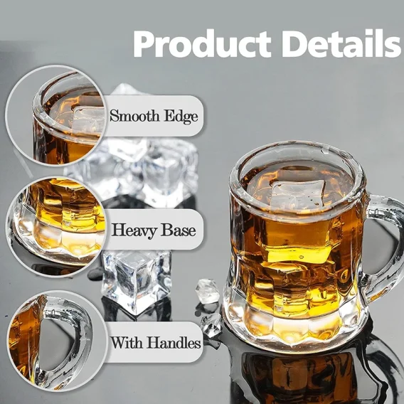 12PCS Mini Beer Mugs: Heavy Base Clear Shot Glasses for Party Drinks - Image 6