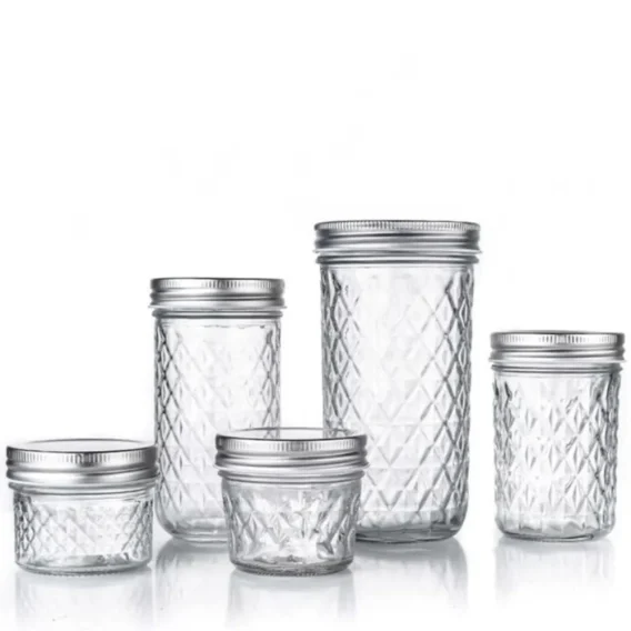 Transparent Diamond Pattern Glass Mason Jar: Labelable Seal Split Jar for Fruit Juice - Image 10