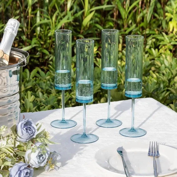 6 OZ Square Champagne Flutes: Stemmed Coupes, Reusable Wedding Toasting Glasses (12 Pack) - Image 7