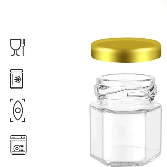 1.5Oz Mini Hexagon Glass Honey Jars with Wood Dipper & Bee Charms for Weddings & Parties - Image 8