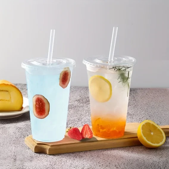 Customizable Plastic Cups with Lids (50pcs) - Personalized Cold Drink Party & Event Supplies - Image 4