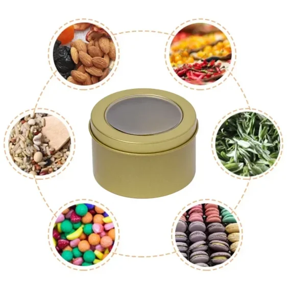 12Pcs Round Candle Jars with Lid: Metal Tin Box, Black/Gold/Silver, Cosmetic Storage - Image 3