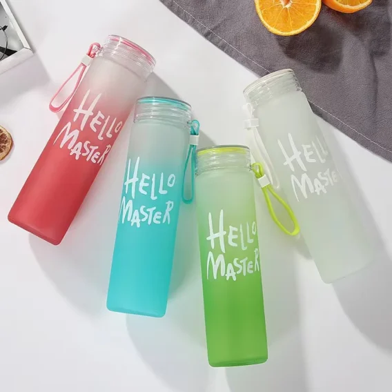 400ml Frosted Glass Drink Bottle: Portable, Colored, Gradient, Suitable for Kids, Boba Tumbler - Image 4