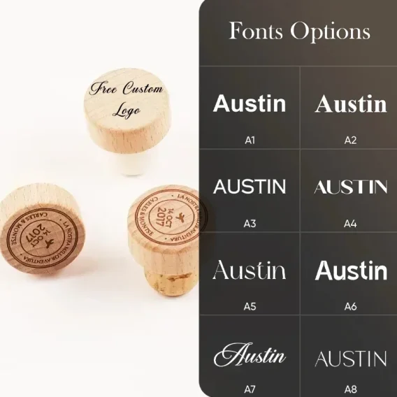 Customized Wood Wine Bottle Stopper - Personalized Wedding Favors & Gifts - Image 2