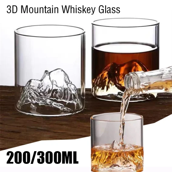 200/300/350ML 3D Mountain Whiskey Glasses: Transparent Beer, Tea, Coffee Cup for Home & Bar Party