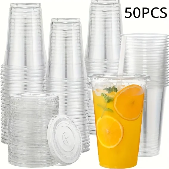 Customizable Plastic Cups with Lids (50pcs) - Personalized Cold Drink Party & Event Supplies - Image 7