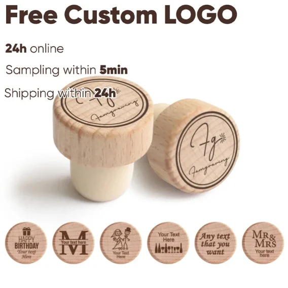 Customized Wood Wine Bottle Stopper - Personalized Wedding Favors & Gifts - Image 3