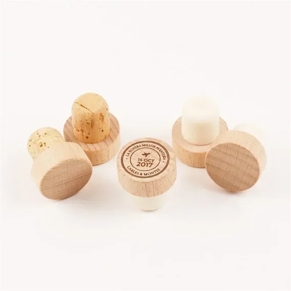 Customized Wood Wine Bottle Stopper - Personalized Wedding Favors & Gifts - Image 5