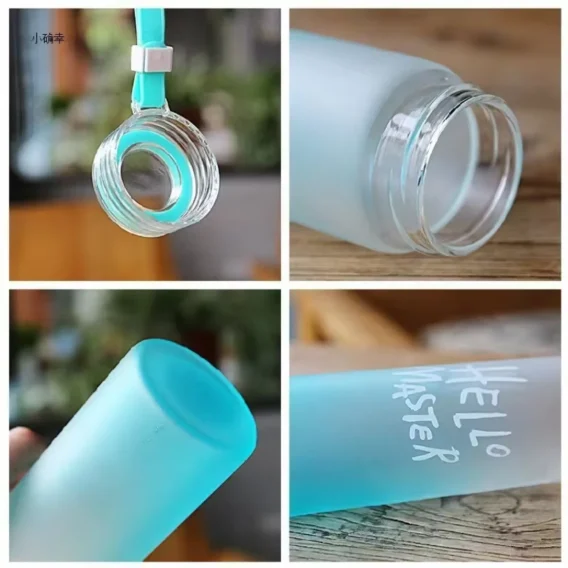 400ml Frosted Glass Drink Bottle: Portable, Colored, Gradient, Suitable for Kids, Boba Tumbler - Image 5