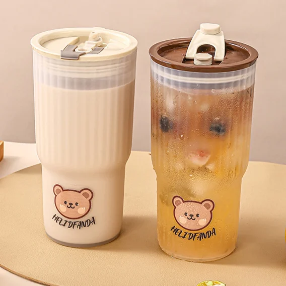 WORTHBUY 650ml Portable Plastic Water Cup: Tumbler with Lid for Travel, Sport, Office Milk & Coffee - Image 2