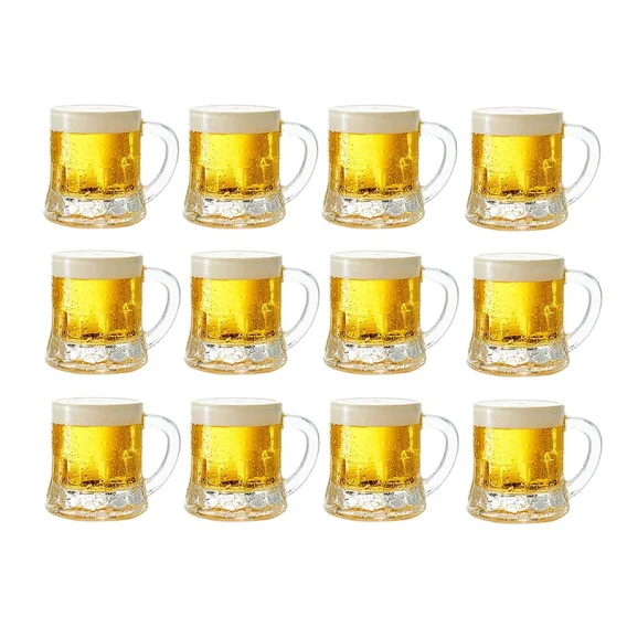 12PCS Mini Beer Mugs: Heavy Base Clear Shot Glasses for Party Drinks - Image 5