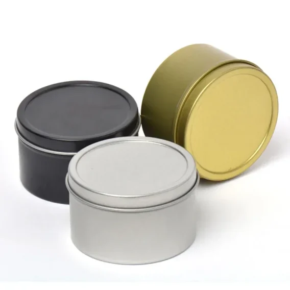 12Pcs Round Candle Jars with Lid: Metal Tin Box, Black/Gold/Silver, Cosmetic Storage - Image 4