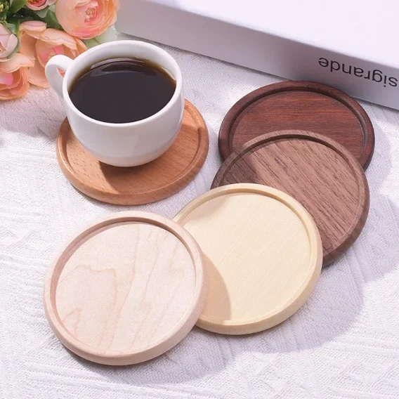 1PCS Wooden Solid Walnut Coaster: Heat Resistant for Tea Coffee Cup, DIY Home Decor - Image 2