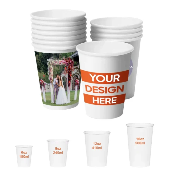 Custom 50 Paper Cups - Personalized Disposable Party Cups with Photo/Logo/Text - Image 9
