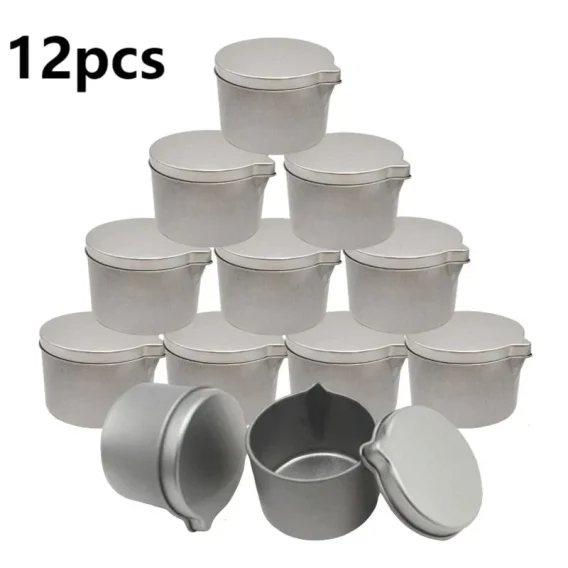 12pcs Tinplate Candle Jars with Handy Spout: Aromatherapy Cream Jars for DIY Candle Making & Cosmetic Storage