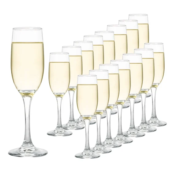 6oz 16-Pack Thickened Champagne Glasses, Heavy Duty & Shatter Resistant | Bar-Grade for Party/Wedding/Commercial Use