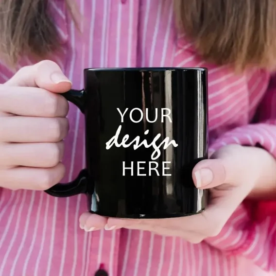 Custom Black Ceramic Mug: 11oz/325ml DIY Family Photos & Company Logo Cup - Image 2