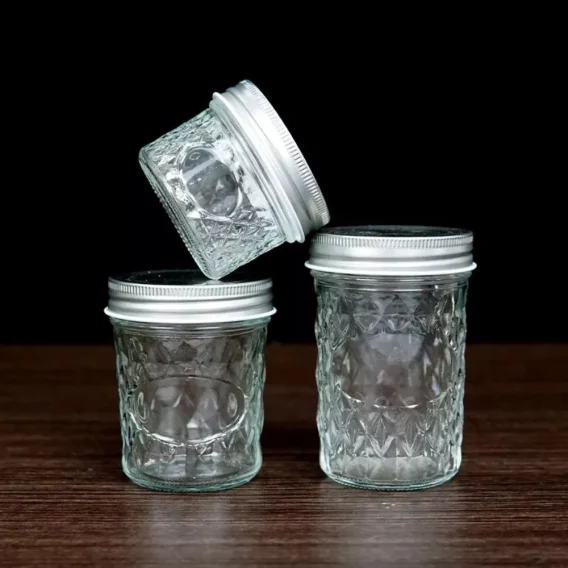 Transparent Diamond Pattern Glass Mason Jar: Labelable Seal Split Jar for Fruit Juice - Image 9