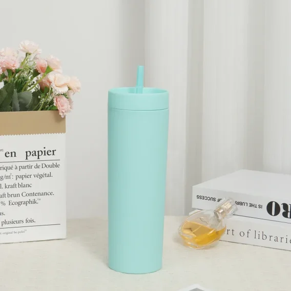 1pc Reusable Double-Layer Plastic Straw Cup: Water Bottle, Coffee Cup with Lid - Image 7