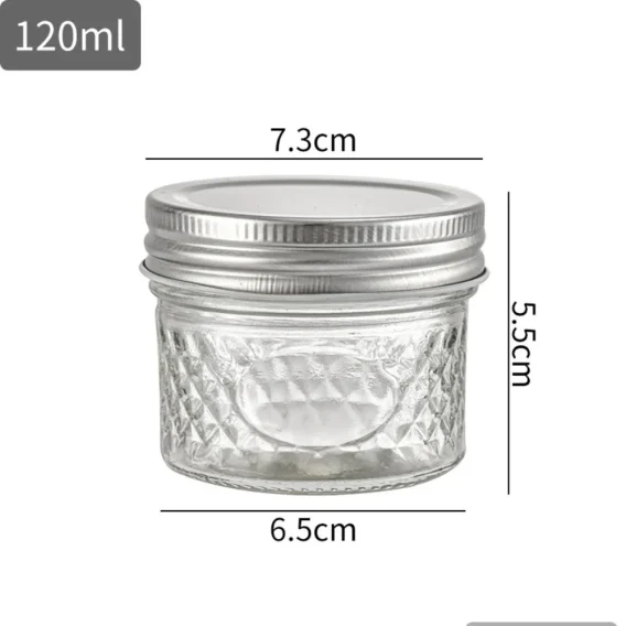 Transparent Diamond Pattern Glass Mason Jar: Labelable Seal Split Jar for Fruit Juice - Image 5