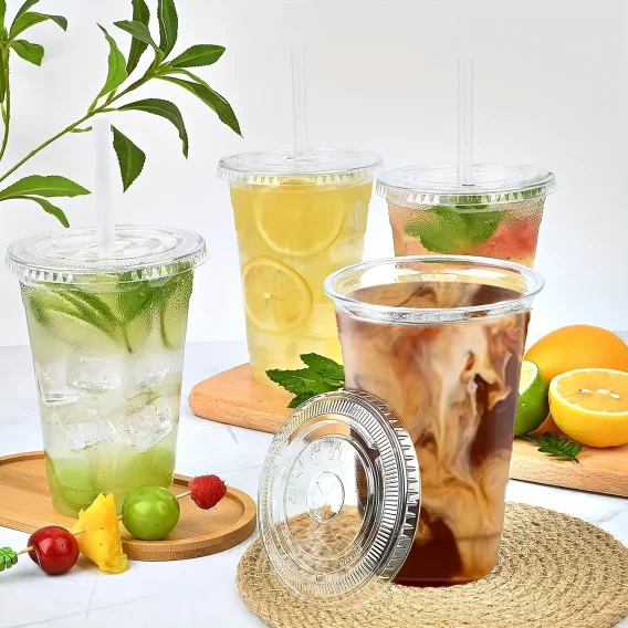 Customizable Plastic Cups with Lids (50pcs) - Personalized Cold Drink Party & Event Supplies - Image 3