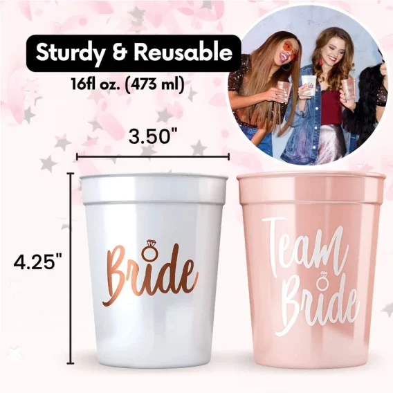 Hen Party Bride Cups  Team Wedding Party Supplies for Bachelorette Decorations - Image 2